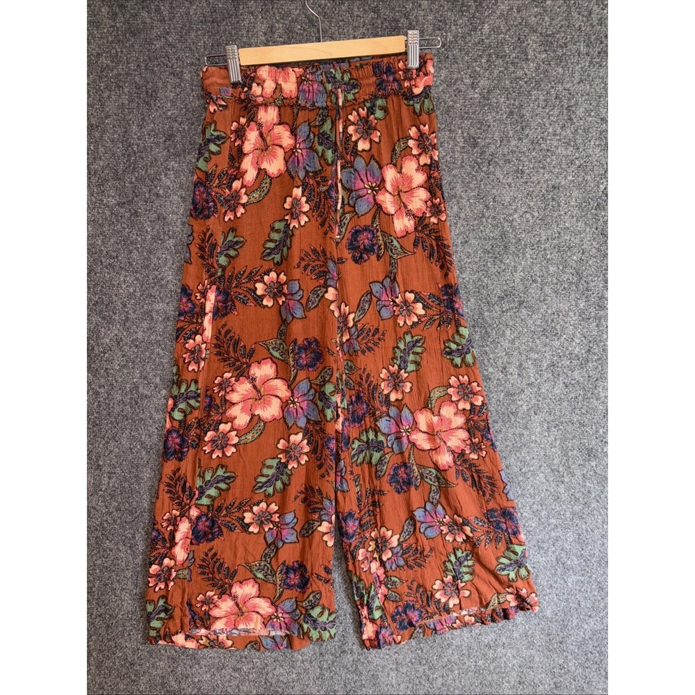 O'Neill Women's S  Floral Crinkle Crepe Wide Leg Pants